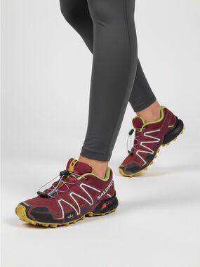 Salomon Speedcross 3 Women's Burgundy and Lime Trail Running Shoes 9